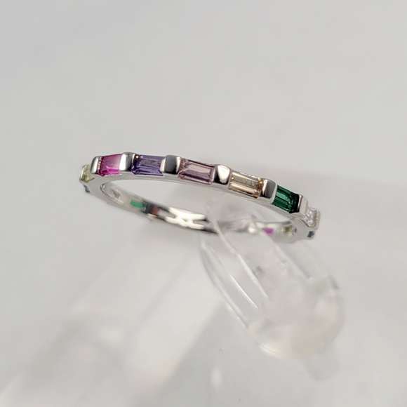 Sterling Silver Rainbow Eternity Band - Picture 4 of 10